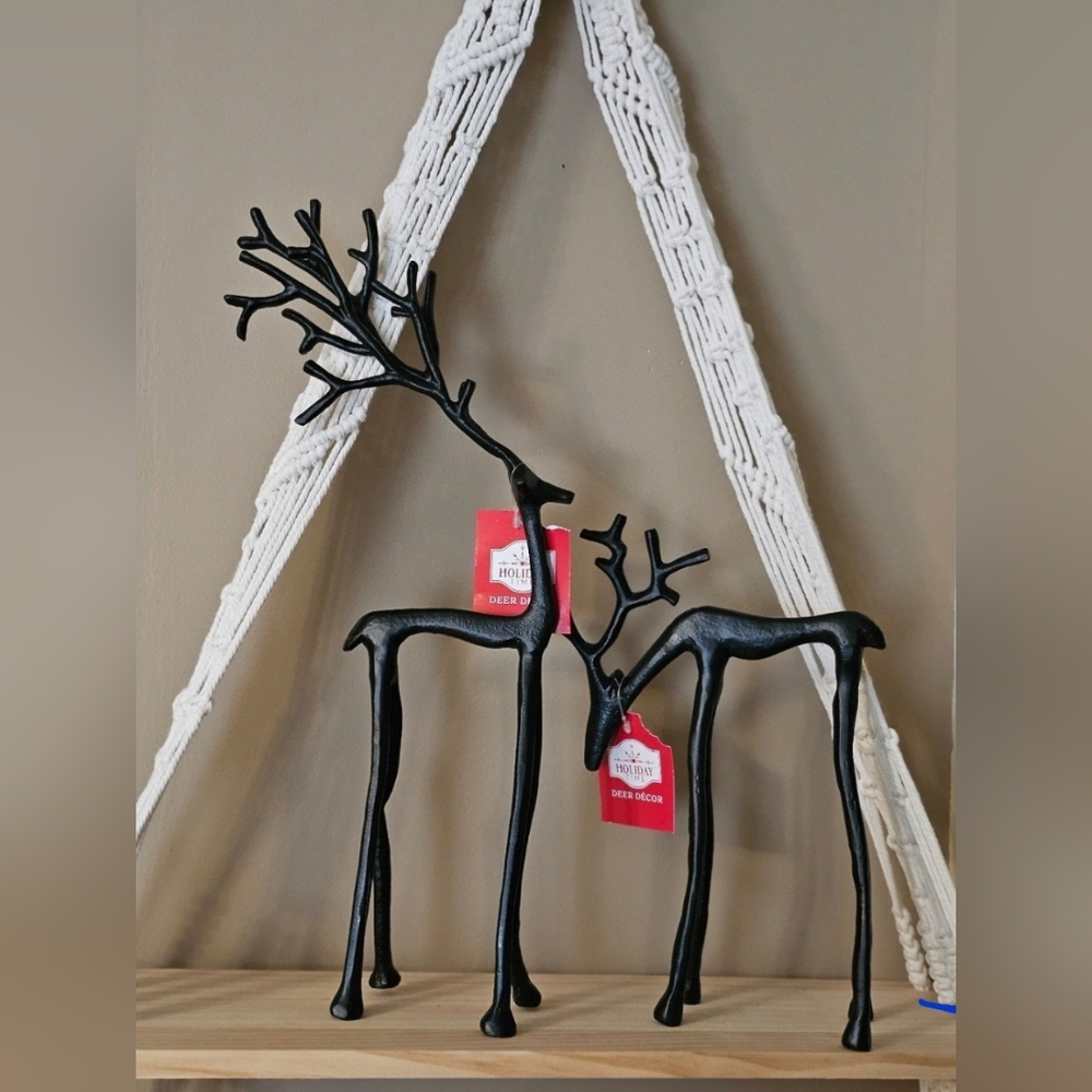 Christmas Holiday Time Black Metal Reindeer Deer Set Viral Htf Firm Price